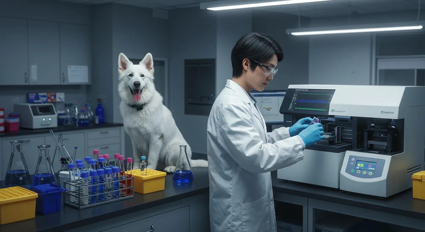 DNA genetics laboratory research for white shepherd breed