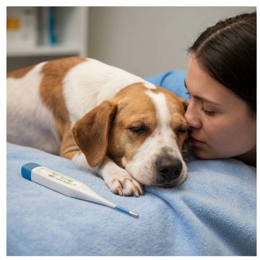 Veterinary professional checking a dog