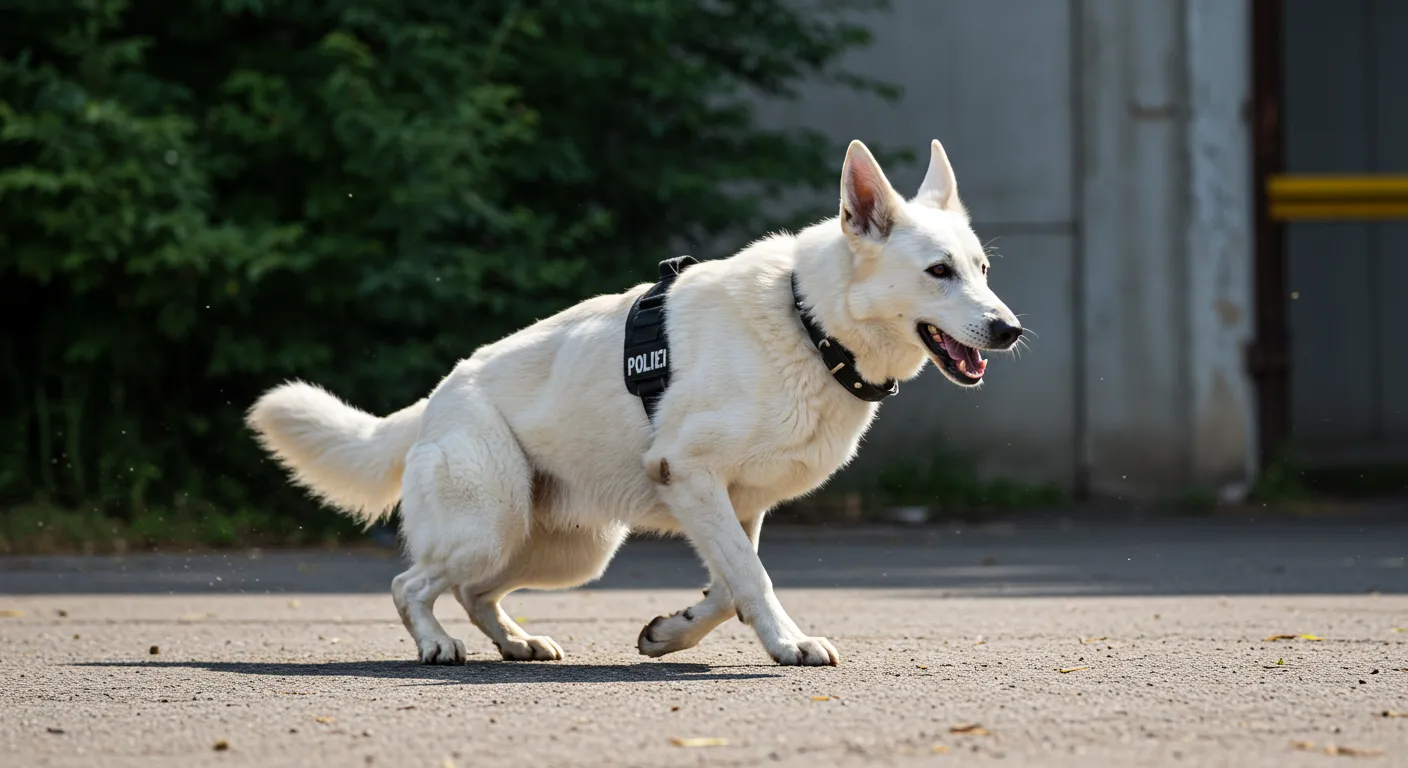 White shepherd dog in working role